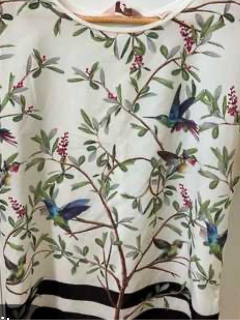 Ted Baker Cream Floral & Hummingbird Print Top size 3